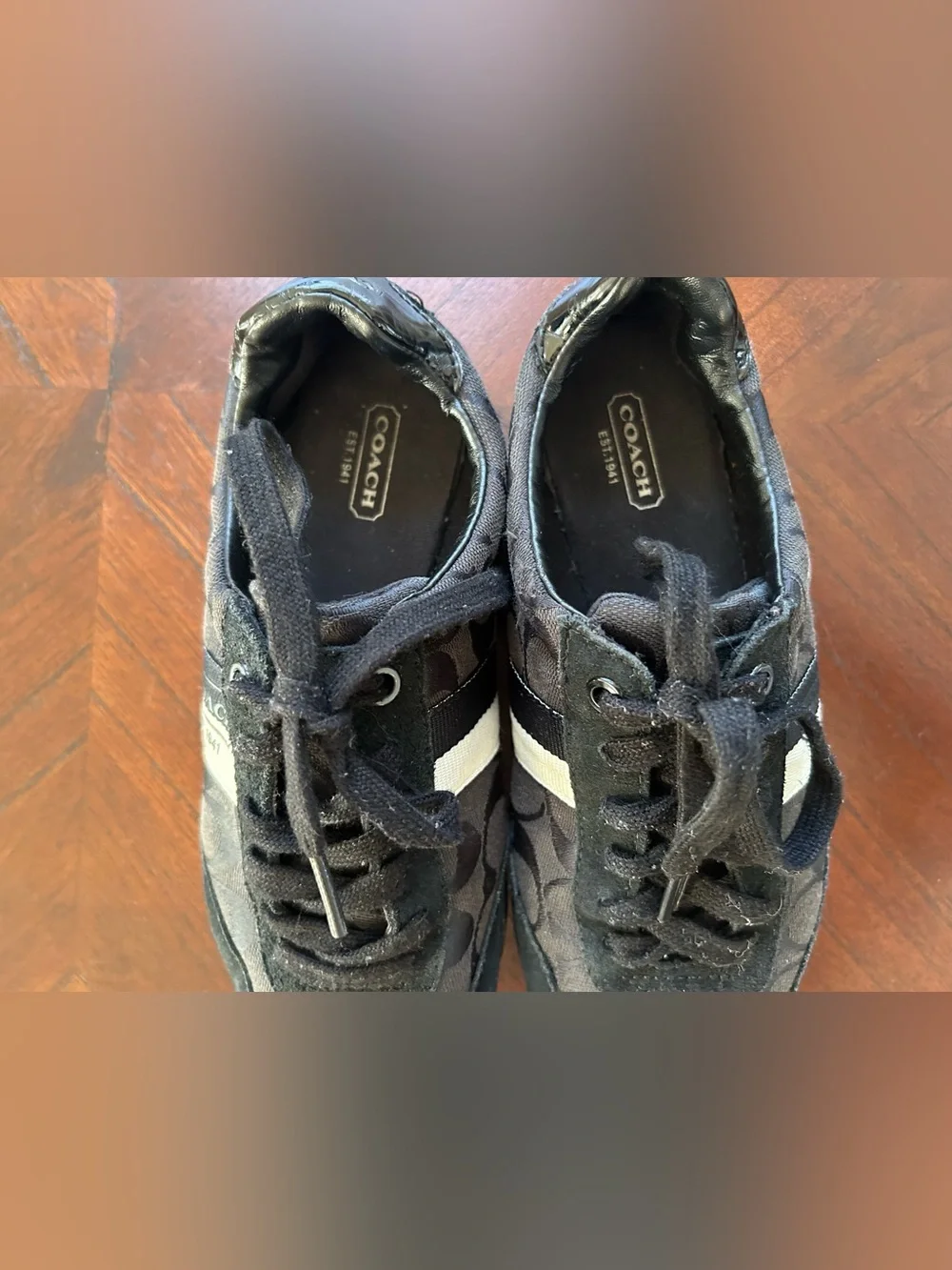 Coach Black and White Signature Stripe Men's Sneakers size 8.5